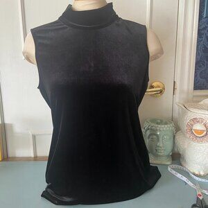 Black velvet sleeveless top mock neck - size Med or Lg